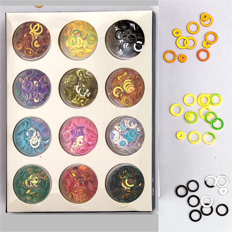 Фото Гелеві системи Набір декору для манікюру GC-46 мерехтливі кільця 12 кольорів