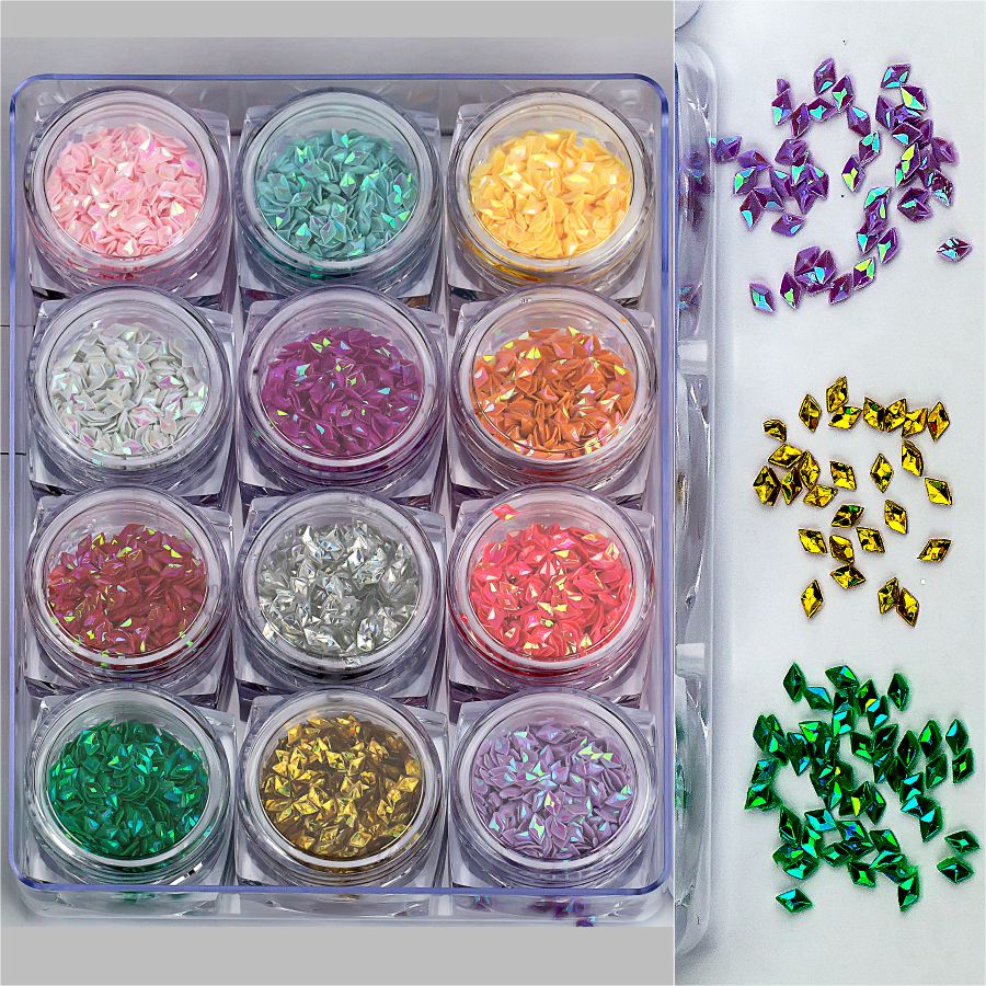 Фото Гелеві системи Набір декору для манікюру GC-23 мерехтливі кристали 12 кольорів