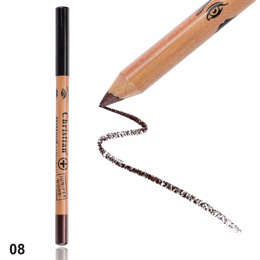 Фото Декоративная косметика Лечебный ультрамягкий карандаш для глаз Christian СН-10 № 08 Dark brown