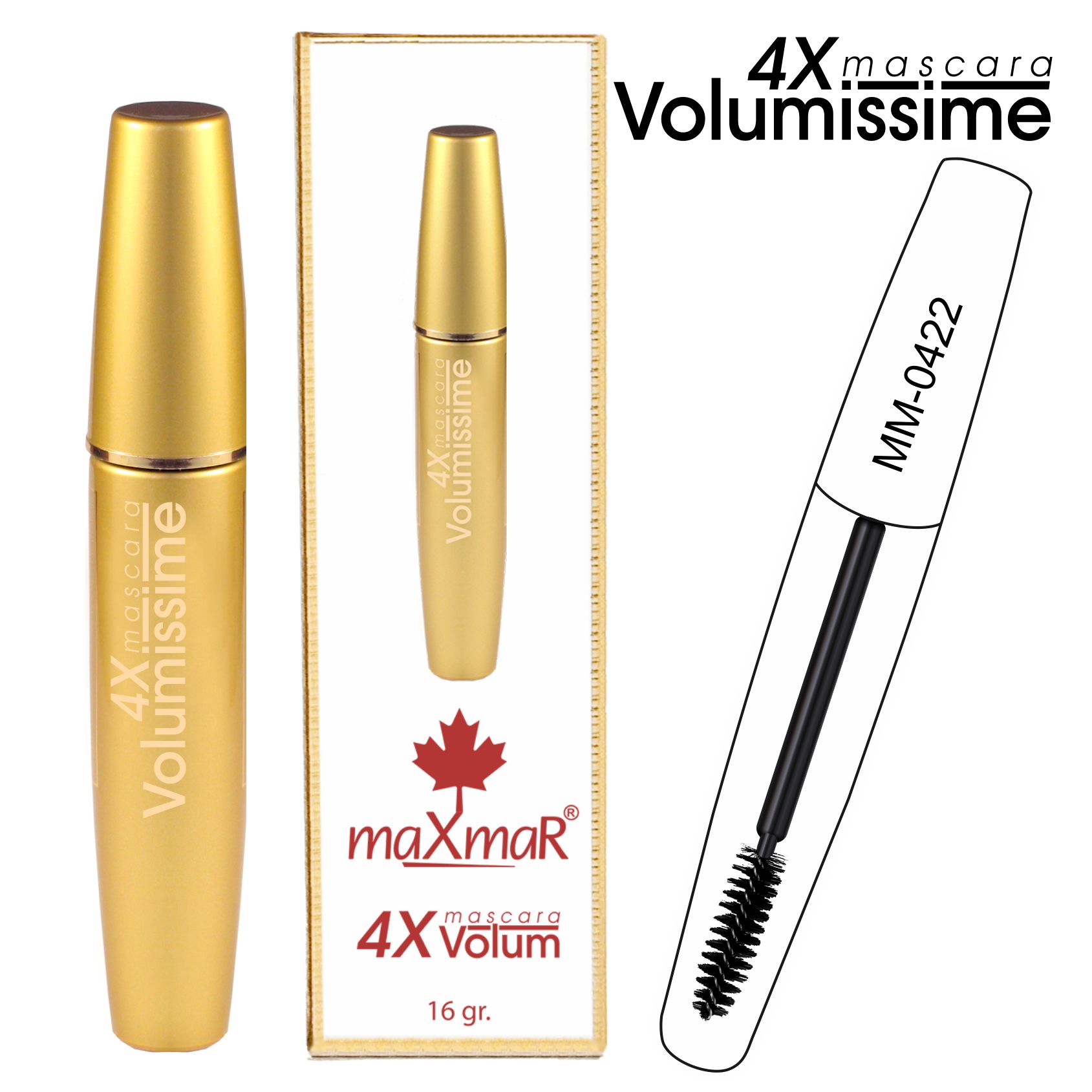 Photo Mascara Туш для об'єму Gold Mascara Volumissime 4X maXmaR MM-0422
