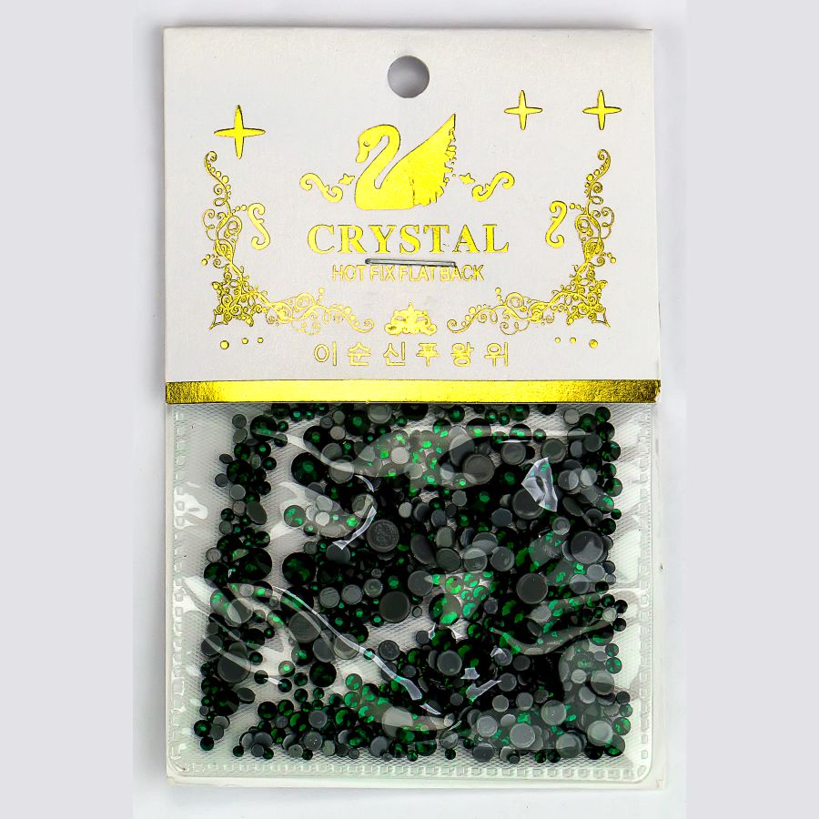 Фото Гелевые системы Набор декора для маникюра GC-68 изумрудные кристаллы с термоклеем