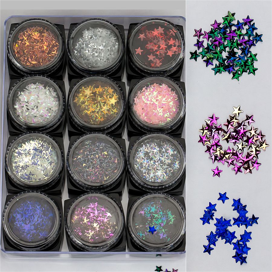 Фото Гелеві системи Набір декору для манікюру GC-83 мерехтливі кристали 12 кольорів