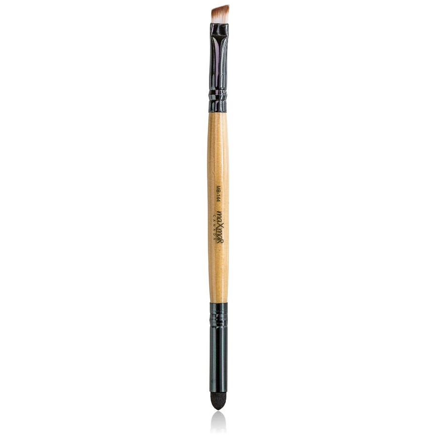 Фото Кисточки для макияжа Двусторонняя скошенная кисть для макияжа бровей и спонж для растушевки карандаша maXmaR MB-144