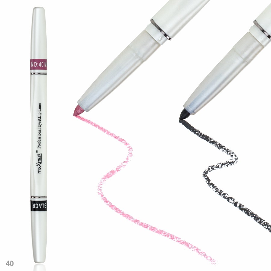Фото Олівці для очей та губ Двосторонній автоматичний олівець для повік та губ maXmaR mc-005 № 40 Black+Mocha