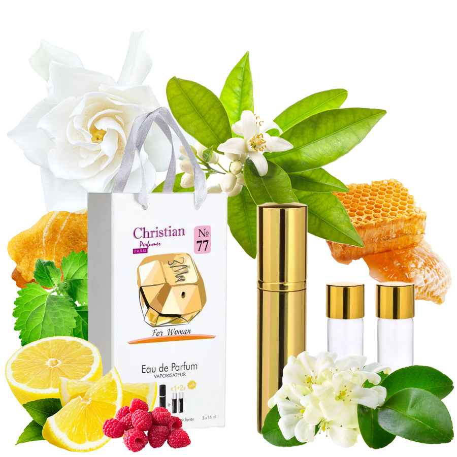 Фото Подарочные наборы парфюмерии Набор парфюмерии для женщин 3x12 ml Christian K-155w № 77 по мотивам "Lady Million" P. RABANNE