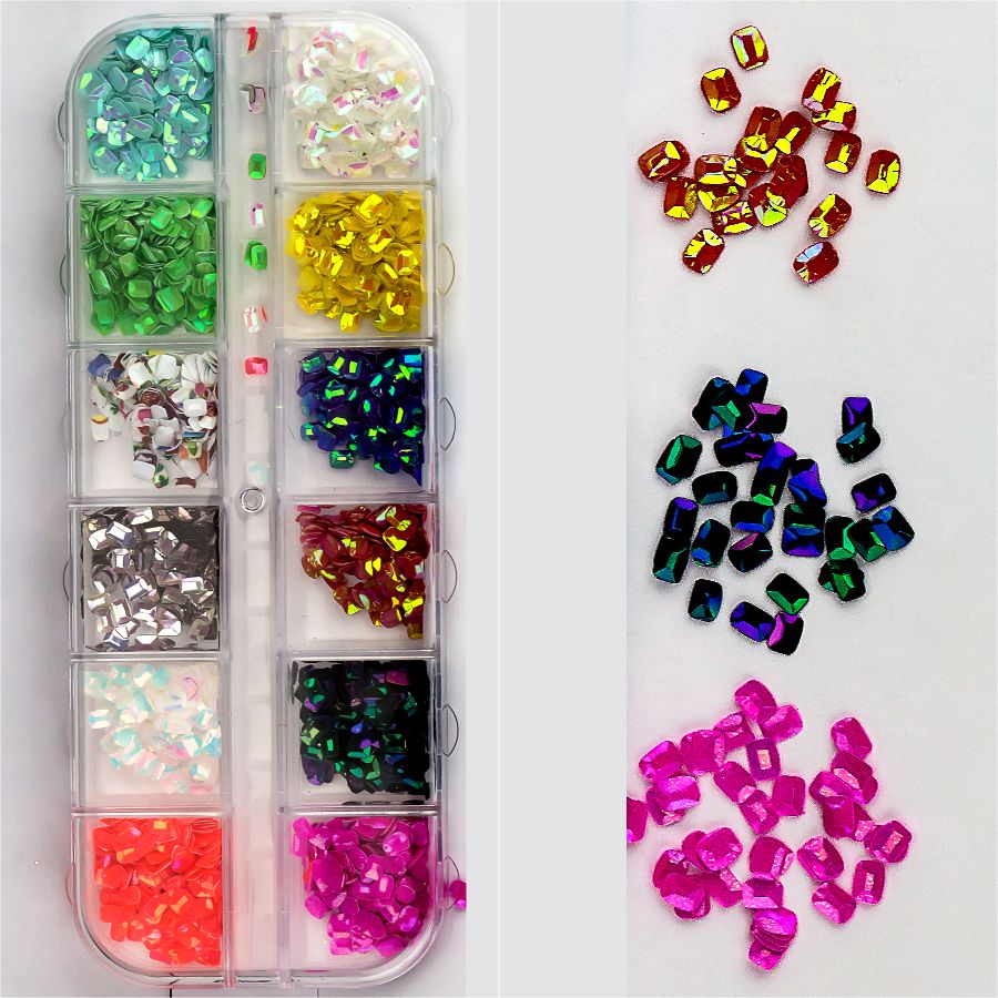 Фото Гелеві системи Набір декору для манікюру GC-36 мерехтливі кристали 12 кольорів