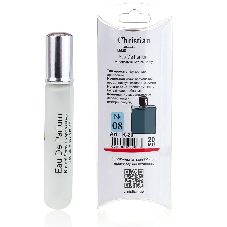 Фото Парфюмированная вода 20 ml Парфюмированная вода для мужчин мини 20 ml Christian K-20 № 8 по мотивам "Bleu de Chanel" C. CHANEL