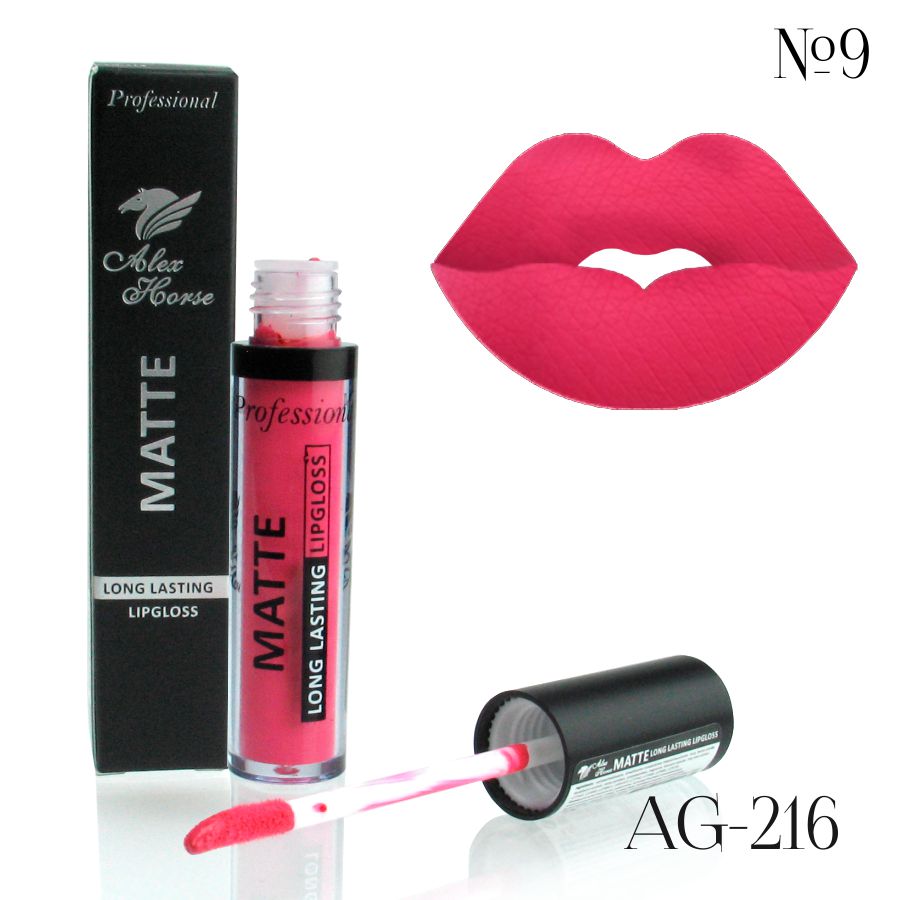 Фото Помада для губ Матовая суперстойкая жидкая помада AG-216 № 09 Розовый