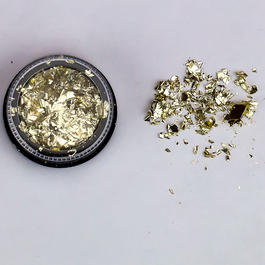 Фото Гелеві системи Набір декору для манікюру GC-43 фольга подрібнена світле золото