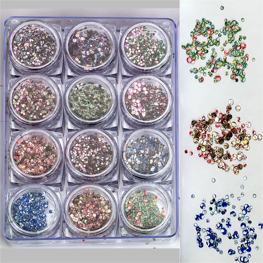 Фото Гелеві системи Набір декору для манікюру GC-27 мерехтливі кристали 12 кольорів