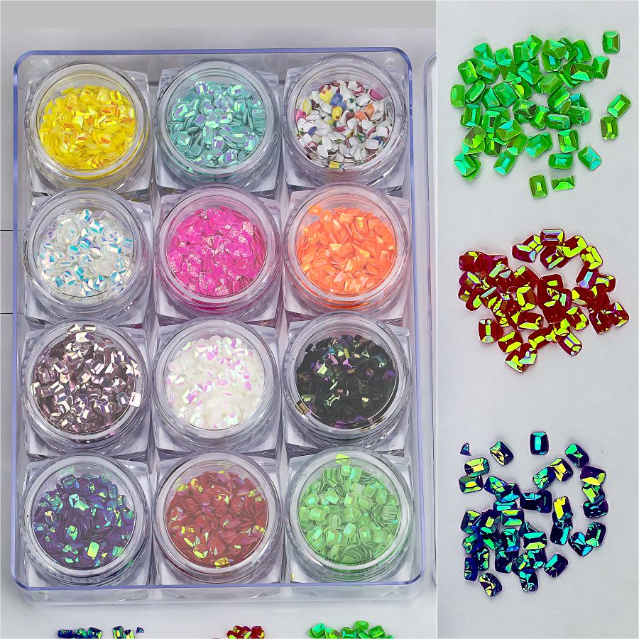 Фото Гелевые системы Набор декора для маникюра GC-15 мерцающие кристаллы 12 цветов