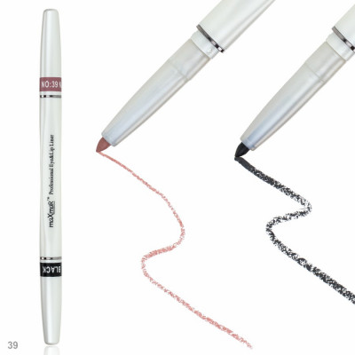 Фото Двухсторонний автоматический карандаш для век и губ maXmaR mc-005 № 39 Black+Nature maXmaR