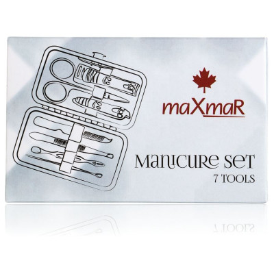Фото Набор для маникюра и педикюра из 7 инструментов в кожаном футляре розовый MS-09 maXmaR