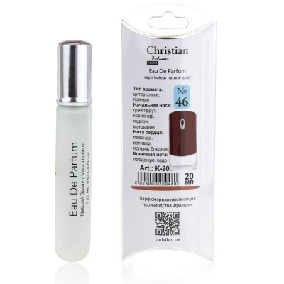 Фото Парфюмированная вода для мужчин мини 20 ml Christian K-20 № 46 по мотивам "Givenchy pour homme"  Christian