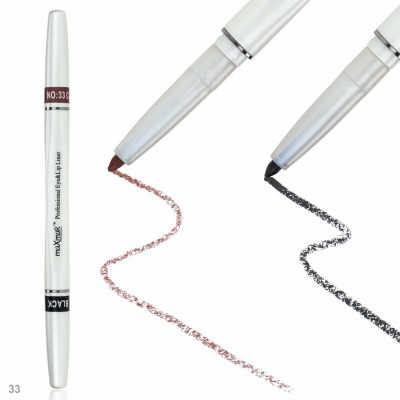Фото Двухсторонний автоматический карандаш для век и губ maXmaR mc-005 № 33 Black+Cappuccino 2 maXmaR