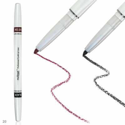 Фото Двухсторонний автоматический карандаш для век и губ maXmaR mc-005 № 20 Black+Cabernet maXmaR