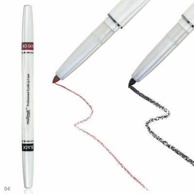 Фото Двухсторонний автоматический карандаш для век и губ maXmaR mc-005 № 04 Black+Natural maXmaR