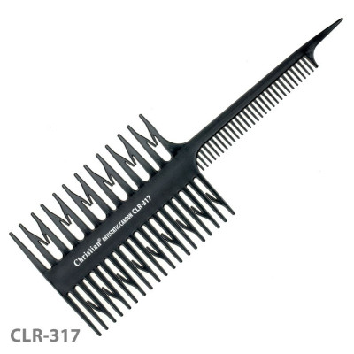 Фото Гребешок для волос карбоновый антистатический с разделителями прядей Christian CLR-317 Christian