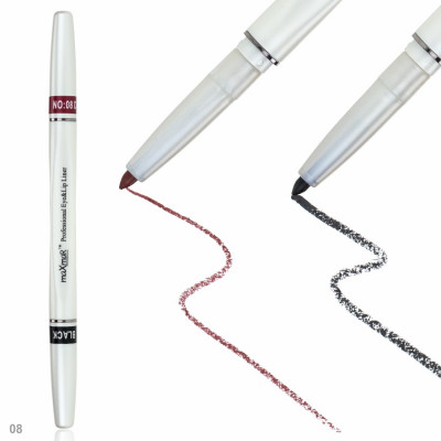 Фото Двухсторонний автоматический карандаш для век и губ maXmaR mc-005 № 08 Black+Dark brown maXmaR
