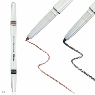 Фото Двухсторонний автоматический карандаш для век и губ maXmaR mc-005 № 06 Black+Mocka maXmaR