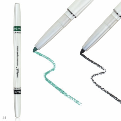 Фото Двухсторонний автоматический карандаш для век maXmaR mc-005 № 44 Black+Emerald green maXmaR