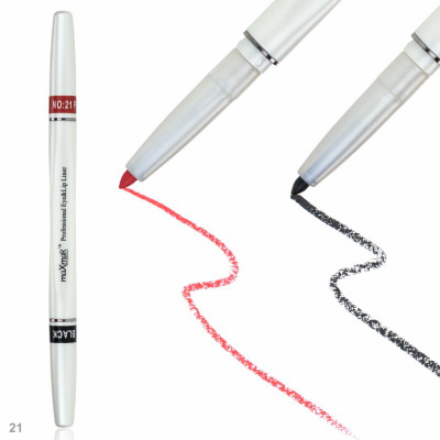 Фото Двухсторонний автоматический карандаш для век и губ maXmaR mc-005 № 21 Black+Peach maXmaR