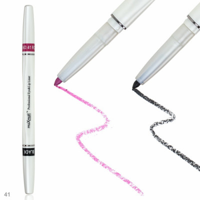 Фото Двухсторонний автоматический карандаш для век и губ maXmaR mc-005 № 41 Black+Rose maXmaR