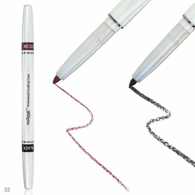 Фото Двухсторонний автоматический карандаш для век и губ maXmaR mc-005 № 32 Black+Burgundy maXmaR