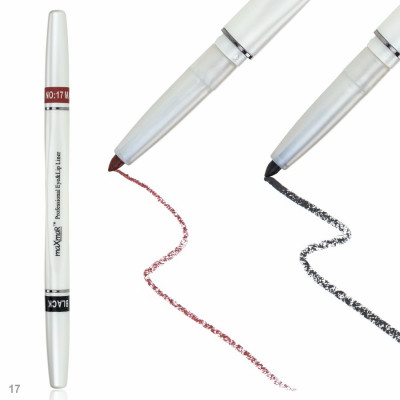 Фото Двухсторонний автоматический карандаш для век и губ maXmaR mc-005 № 17 Black+Mahogany maXmaR