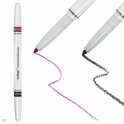 Фото Двухсторонний автоматический карандаш для век и губ maXmaR mc-005 № 07 Black+Magenta maXmaR