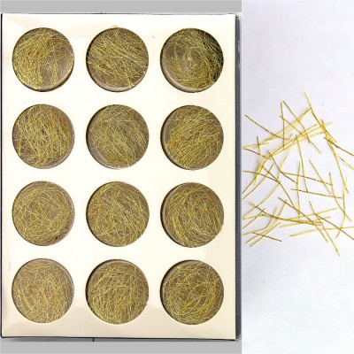 Фото Набор декора для маникюра GC-57 золотая паутинка нарезанная 12 контейнеров разной длинны Christian