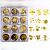 Фото Гелеві системи Набір декору для манікюру GC-28 мерехтливі золотисті фігури 12 форм