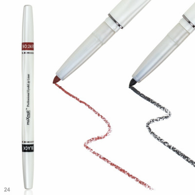 Фото Двухсторонний автоматический карандаш для век и губ maXmaR mc-005 № 24 Black+Russet maXmaR
