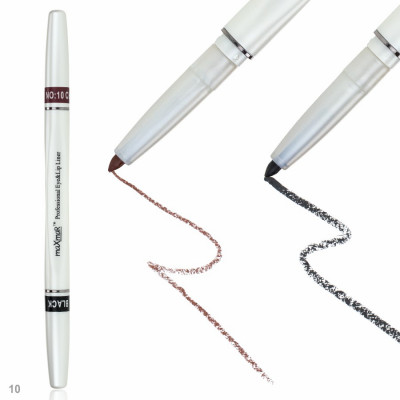 Фото Двухсторонний автоматический карандаш для век и губ maXmaR mc-005 № 10 Black+Chocolate m maXmaR