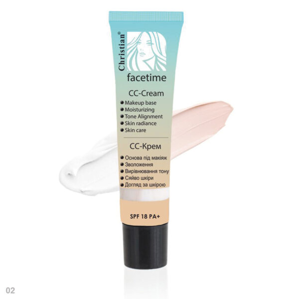 СС-Крем для обличчя SPF 18 PA+ Christian Facetime LF-530 № 02 Porcelain