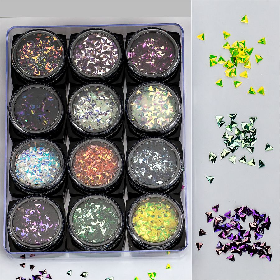 Фото Гелевые системы Набор декора для маникюра GC-82 мерцающие кристаллы 12 цветов