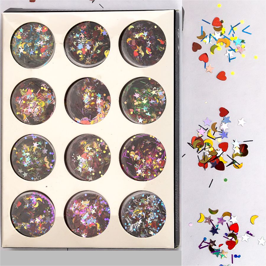 Фото Гелевые системы Набор декора для маникюра GC-47 мерцающий хаос 12 цветов