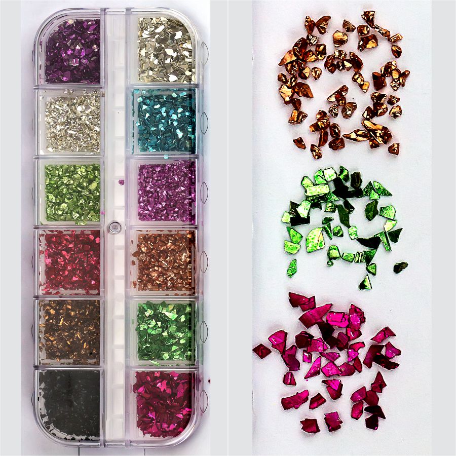 Фото Гелевые системы Набор декора для маникюра GC-37 мерцающий хаос кристаллов 12 цветов